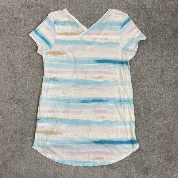 T. LA Women’s S Striped Short Sleeve Casual Stretch Knit Anthropologie Top Shirt - Picture 2 of 5